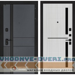 Входная дверь EVOLAB 02 - Сандал белый, стекло черное