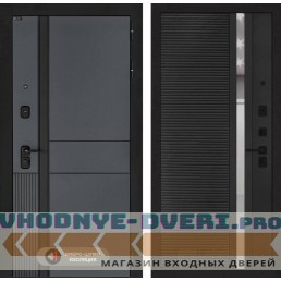 Входная дверь EVOLAB 31 - Черный кварц, зеркальная вставка с тонировкой