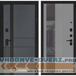 Входная дверь EVOLAB с Зеркалом 32 тонированным - Серый рельеф софт