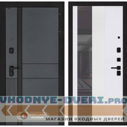 Входная дверь EVOLAB с Зеркалом 32 тонированным - Белый рельеф софт