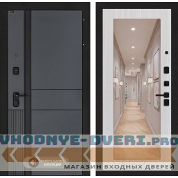 Входная дверь EVOLAB с Зеркалом 18 - Сандал белый