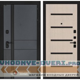 Входная дверь EVOLAB 01 - Беленый дуб, стекло черное