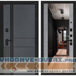Входная дверь EVOLAB с Зеркалом Максимум - Бетон светлый