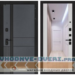 Входная дверь EVOLAB с Зеркалом Максимум - Сандал белый