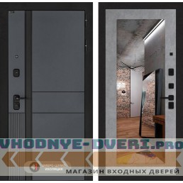 Входная дверь EVOLAB с Зеркалом 18 - Бетон светлый