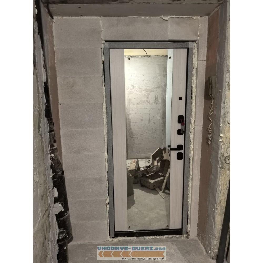 Входная дверь Эволаб с Зеркалом Максимум - Сандал белый