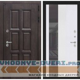 Входная дверь Лондон с Зеркалом 32 тонированным - Белый рельеф софт