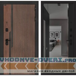 Входная дверь KARMINA с зеркалом Панорама с тонировкой - Черный кварц