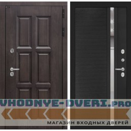 Входная дверь Лондон 31 - Черный кварц, зеркальная вставка с тонировкой