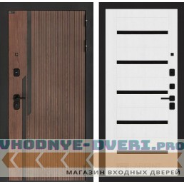 Входная дверь KARMINA 01 - Белое дерево, стекло черное