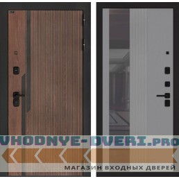 Входная дверь KARMINA с Зеркалом 32 тонированным - Серый рельеф софт