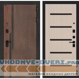 Входная дверь KARMINA 01 - Беленый дуб, стекло черное