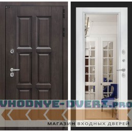 Входная дверь Лондон с зеркалом Фацет - Белый софт (для загородного дома)