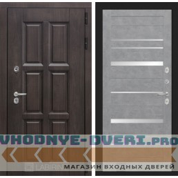 Входная дверь Лондон 20 - Бетон светлый, зеркальные вставки