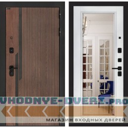 Входная дверь KARMINA с Зеркалом Фацет - Белый софт