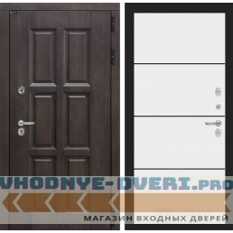 Входная дверь Лондон 25 - Белый софт, черный молдинг