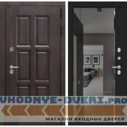 Входная дверь Лондон с зеркалом Панорама с тонировкой - Черный кварц