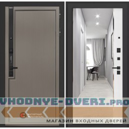 Входная дверь Лаб 1 Про с зеркалом Панорама - Белый софт