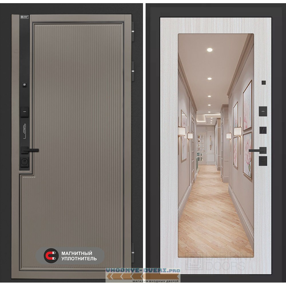 Входная дверь Лаб 1 Про с зеркалом 18 - Сандал белый