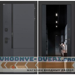 Входная дверь Лаб 2 Про с зеркалом (тонированное) Максимум - Черный кварц