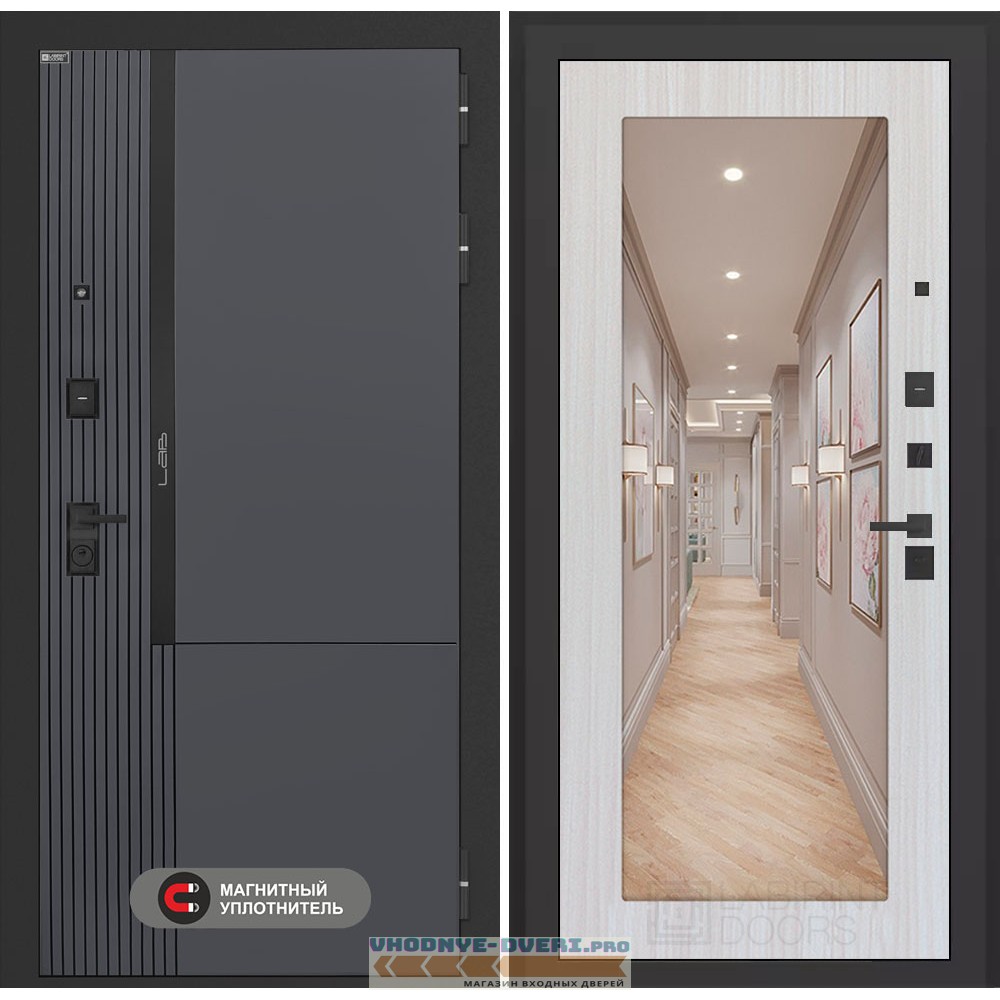 Входная дверь Лаб 2 Про с зеркалом 18 - Сандал белый