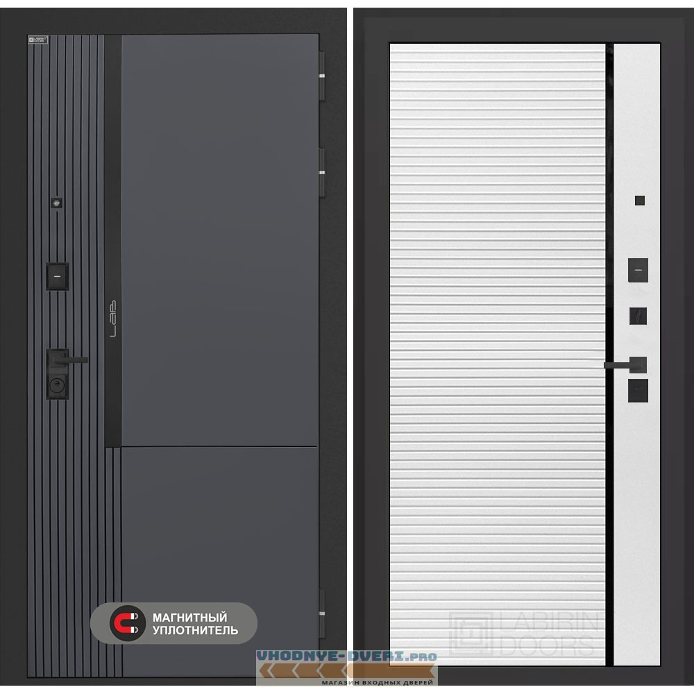 Входная дверь Лаб 2 Про 22 - Белый софт с молдингом