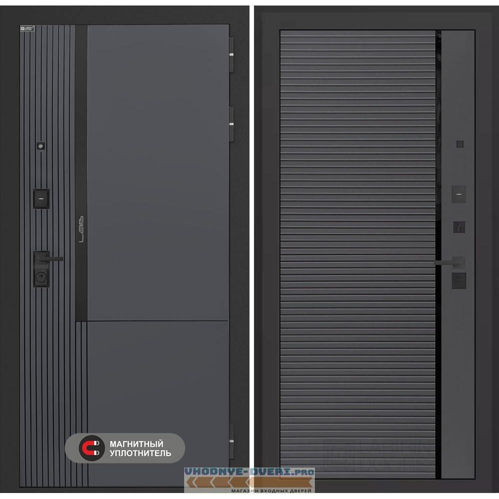 Входная дверь Лаб 2 Про 22 - Графит софт с молдингом