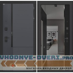 Входная дверь Лаб 2 Про с зеркалом (тонированное) Панорама - Черный кварц