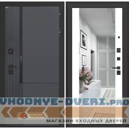 Входная дверь Лаб 2 Про с зеркалом Максимум - Белый софт
