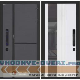 Входная дверь Лабиринт Лаб 3 Смарт с Зеркалом 32 тонированным - Белый рельеф софт