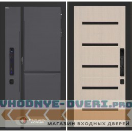 Входная дверь Лабиринт Лаб 3 Смарт 01 - Беленый дуб, стекло черное