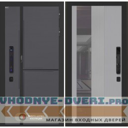Входная дверь Лабиринт Лаб 3 Смарт с Зеркалом 32 тонированным - Серый рельеф софт
