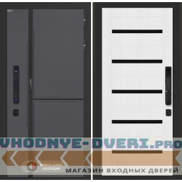Входная дверь Лабиринт Лаб 3 Смарт 01 - Белое дерево, стекло черное