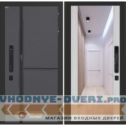 Входная дверь Лабиринт Лаб 3 Смарт с зеркалом Максимум - Сандал белый