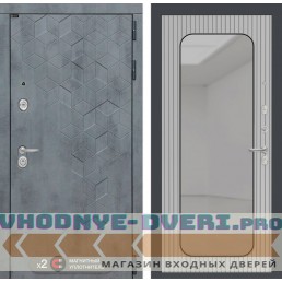 Входная дверь Лабиринт Бетон с зеркалом Аркада - Веллюто ферро с патиной