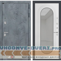 Входная дверь Лабиринт Бетон с зеркалом Дольче - Белый софт