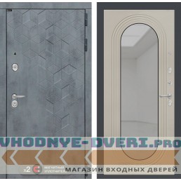 Входная дверь Лабиринт Бетон с зеркалом Дольче - Капучино
