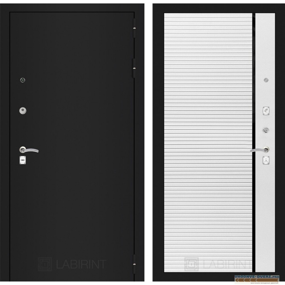 Входная дверь CLASSIC шагрень черная 22 - Белый софт, черная вставка