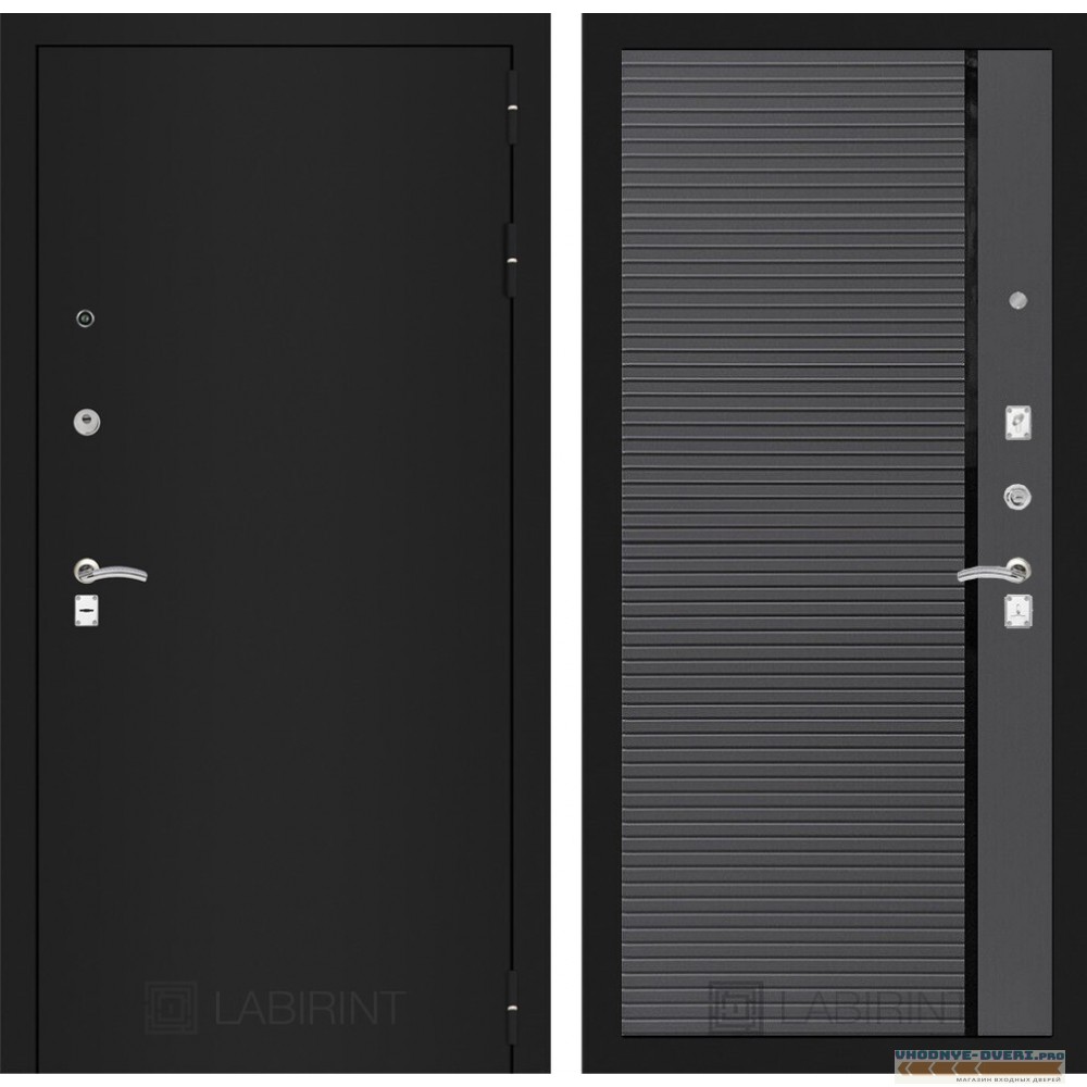 Входная дверь CLASSIC шагрень черная 22 - Графит софт, черная вставка