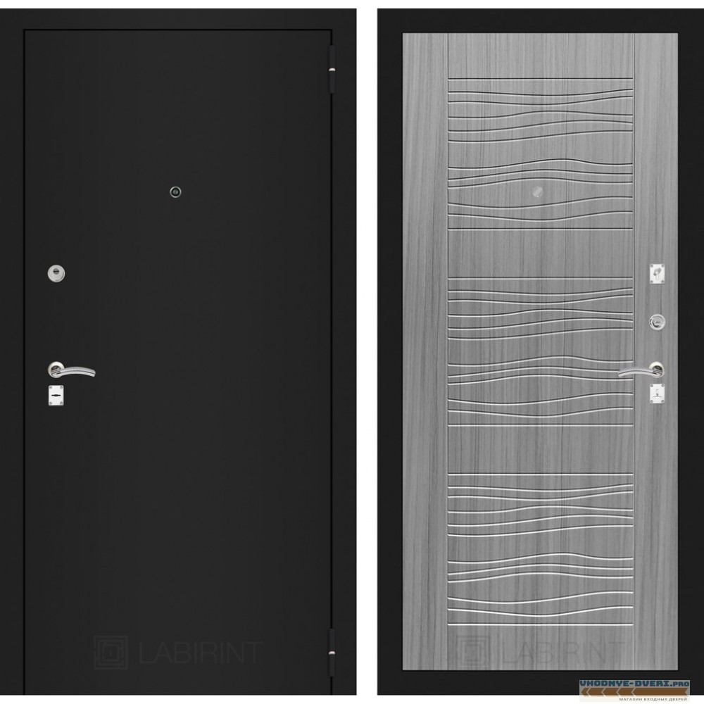 Входная дверь CLASSIC шагрень черная 06 - Сандал серый
