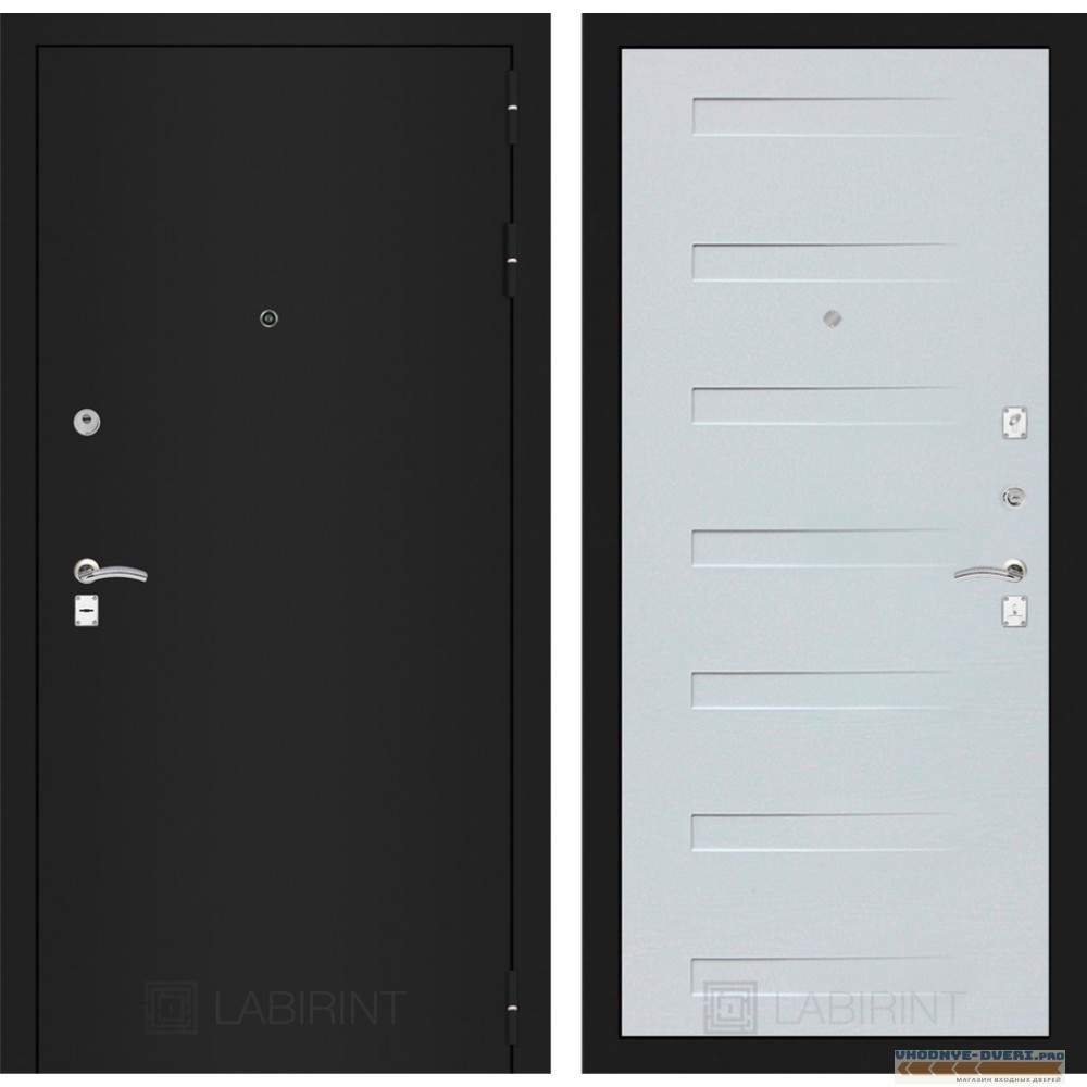 Входная дверь CLASSIC шагрень черная 14 - Дуб кантри белый горизонтальный