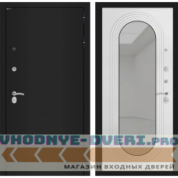Входная дверь Лабиринт Классик шагрень черная с зеркалом Дольче - Белый софт Входная дверь Лабиринт Классик шагрень черная с зеркалом Дольче - Белый софт