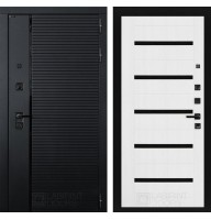 Входная дверь Лабиринт Пиано 01 - Белое дерево, стекло черное