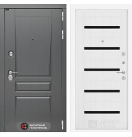 Входная дверь Лабиринт Платинум 01 - Белое дерево, стекло черное