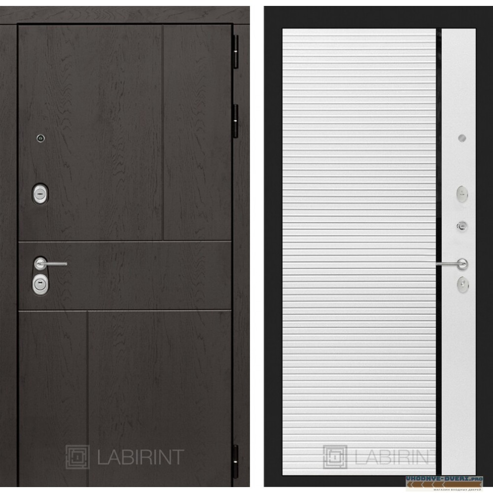 Входная дверь Лабиринт URBAN 22 - Белый софт, черная вставка