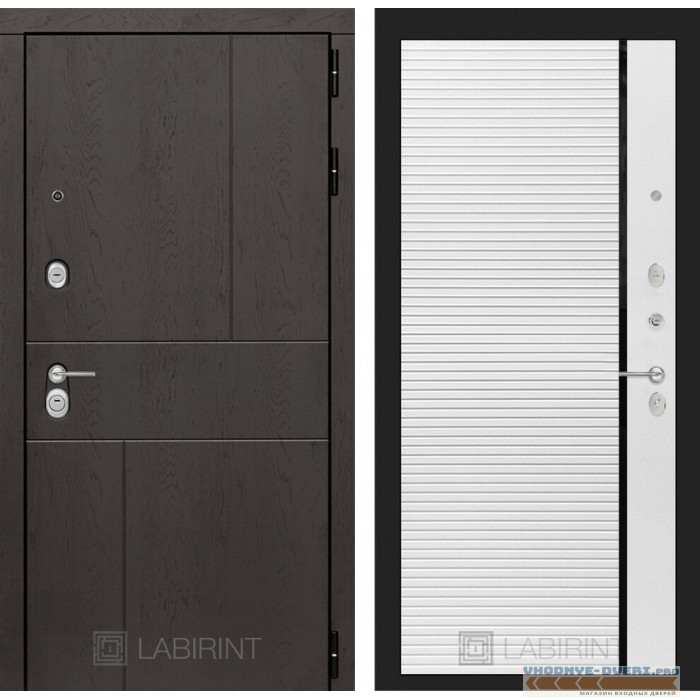 Входная дверь Лабиринт URBAN 22 - Белый софт, черная вставка