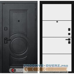 Входная дверь GRAND 25 - Белый софт, черный молдинг