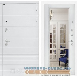 Входная дверь Лабиринт Трендо с зеркалом Фацет - Белый софт