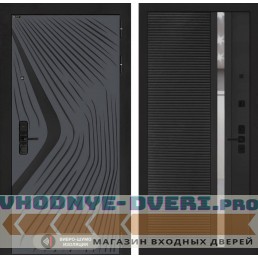 Входная дверь LEOLAB 31 - Черный кварц, зеркальная вставка с тонировкой