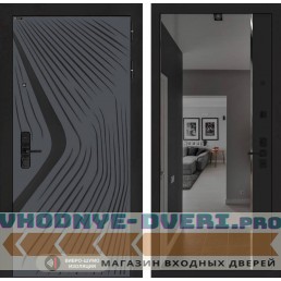Входная дверь LEOLAB с зеркалом Панорама с тонировкой - Черный кварц